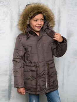 Куртка зимняя для мальчика Nikastyle коричневый