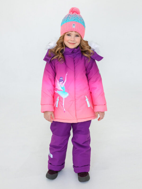 Комплект зимний для девочки UKI kids Балет фиолетовый-коралл