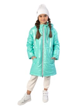 Пальто демисезонное для девочки UKI kids ШАЙ мятный (1)