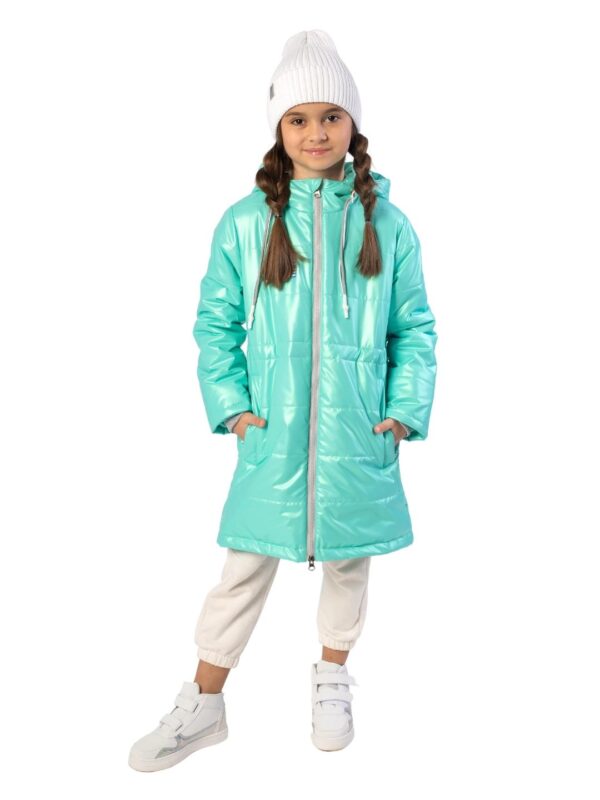 Пальто демисезонное для девочки UKI kids ШАЙ мятный (1)